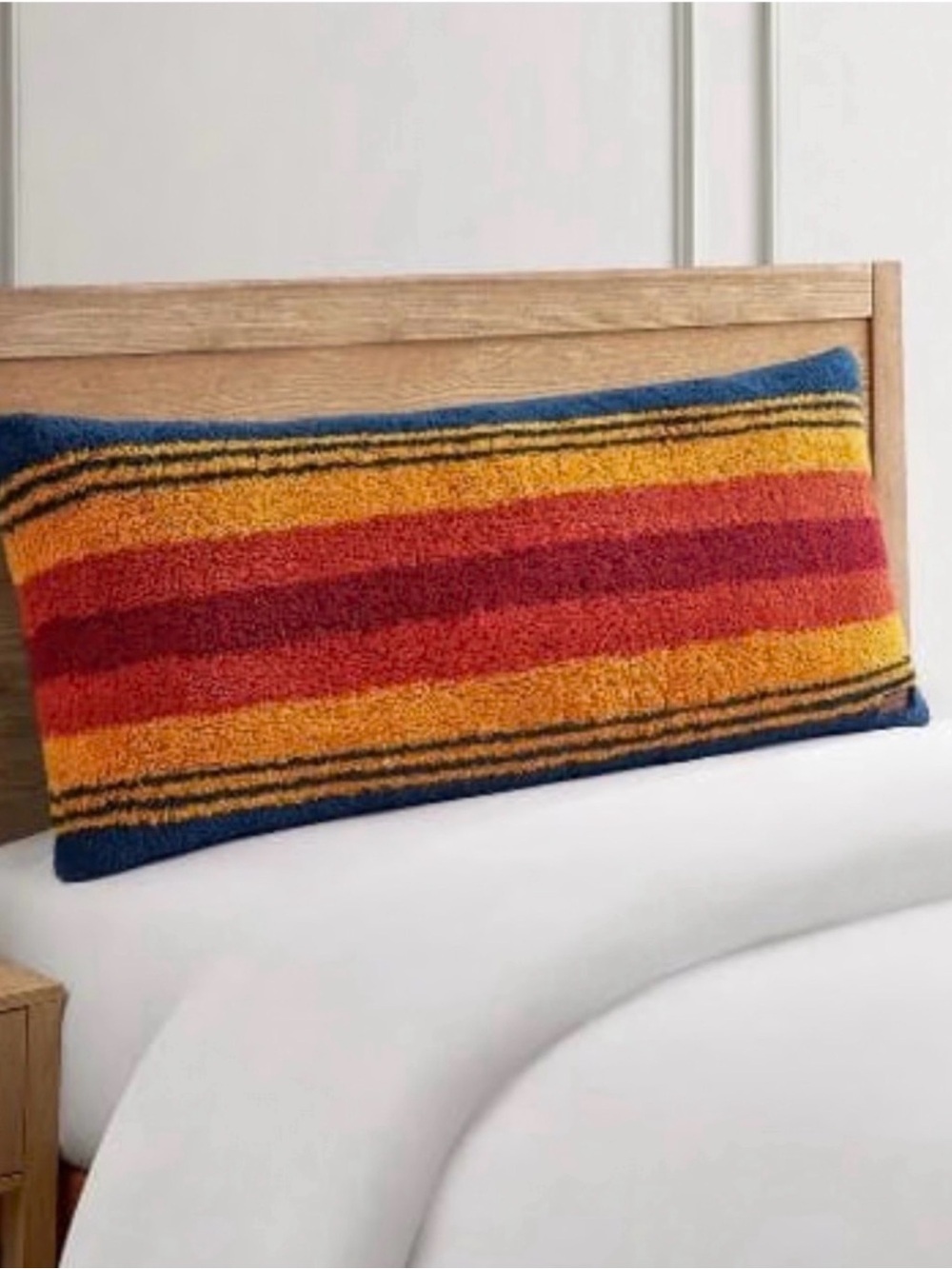 Pendleton Striped Lumbar Pillow in Blue, Orange & Red 20 x 48 inches